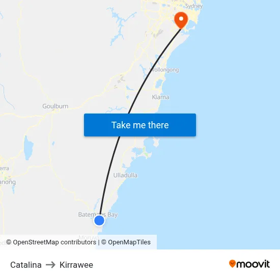 Catalina to Kirrawee map