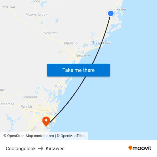 Coolongolook to Kirrawee map