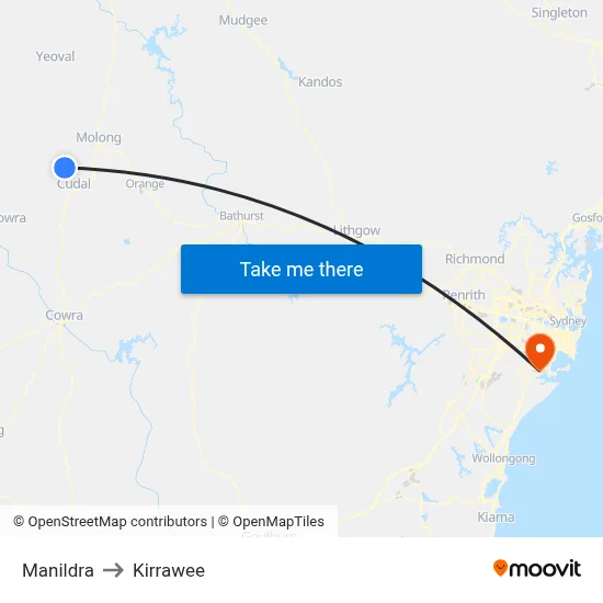 Manildra to Kirrawee map