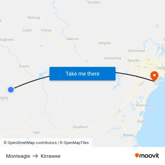 Monteagle to Kirrawee map