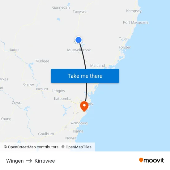 Wingen to Kirrawee map