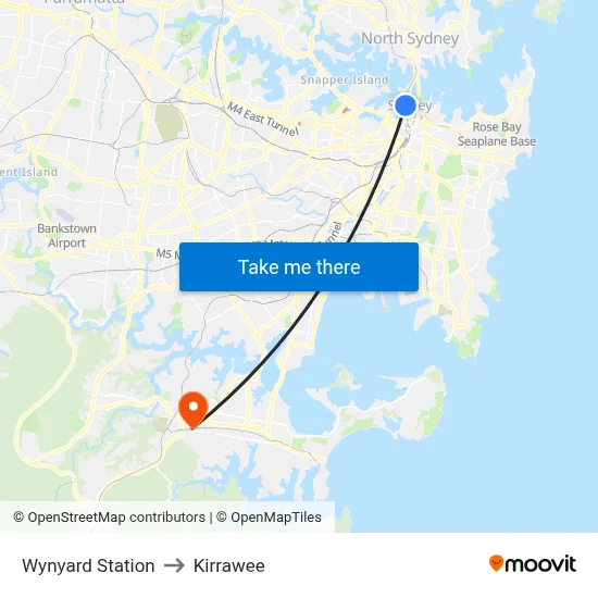 Wynyard Station to Kirrawee map