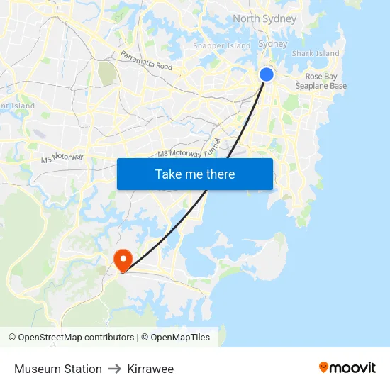Museum Station to Kirrawee map