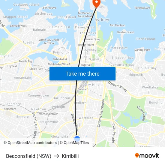 Beaconsfield (NSW) to Kirribilli map