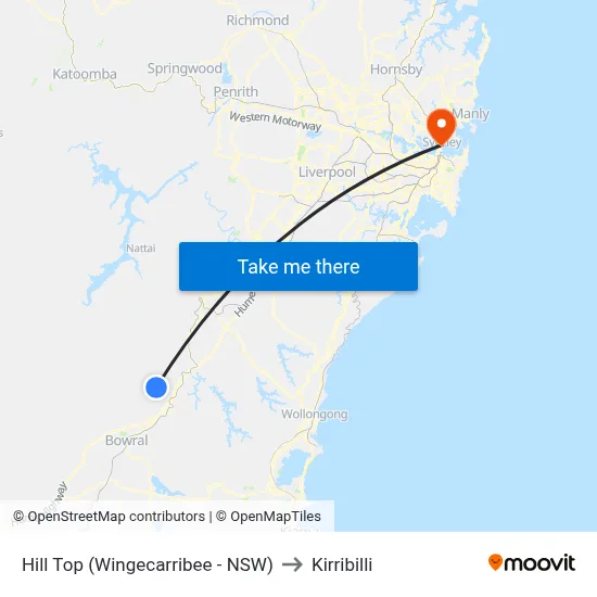 Hill Top (Wingecarribee - NSW) to Kirribilli map