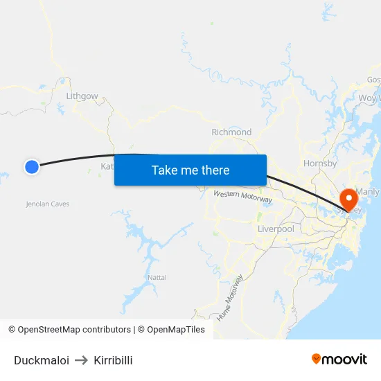 Duckmaloi to Kirribilli map