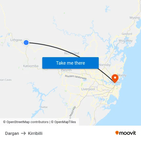 Dargan to Kirribilli map