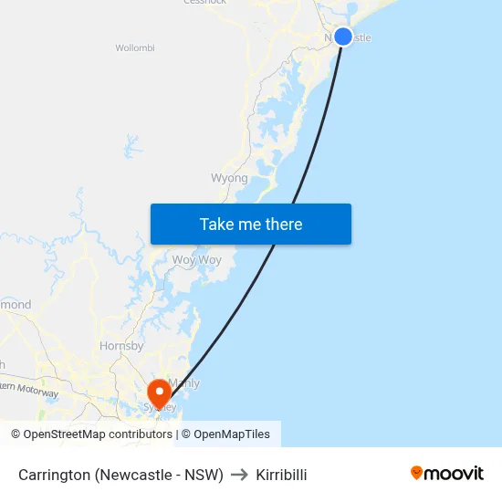 Carrington (Newcastle - NSW) to Kirribilli map
