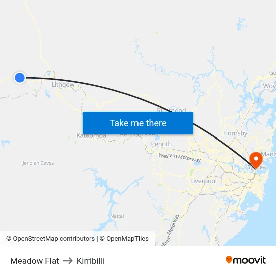 Meadow Flat to Kirribilli map
