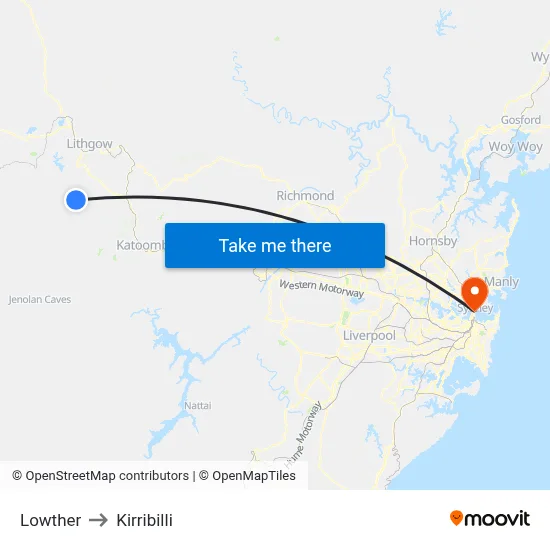 Lowther to Kirribilli map