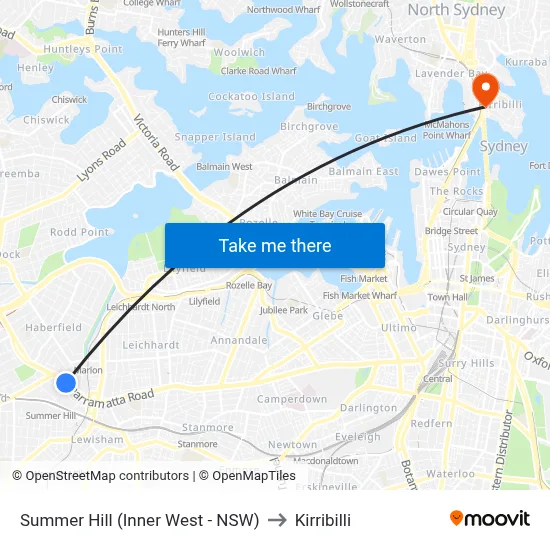 Summer Hill (Inner West - NSW) to Kirribilli map