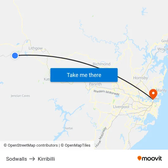 Sodwalls to Kirribilli map