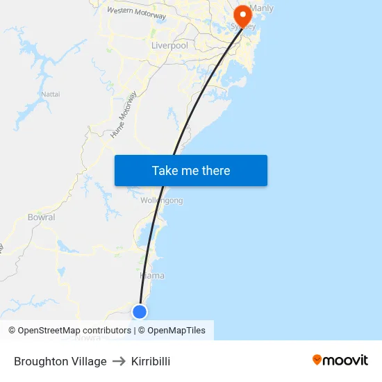 Broughton Village to Kirribilli map