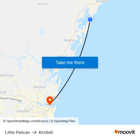 Little Pelican to Kirribilli map