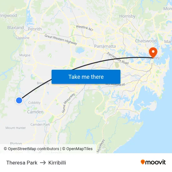 Theresa Park to Kirribilli map