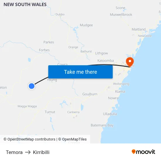 Temora to Kirribilli map