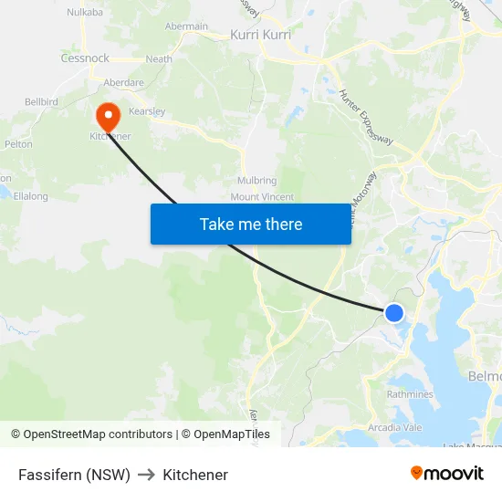 Fassifern (NSW) to Kitchener map