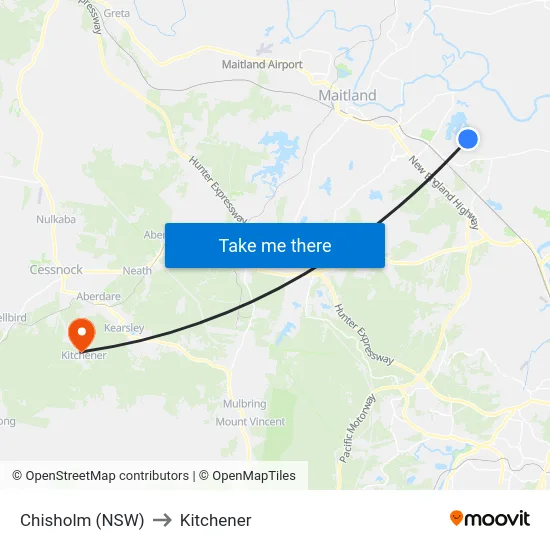 Chisholm (NSW) to Kitchener map
