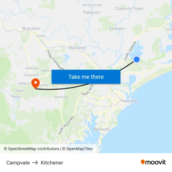 Campvale to Kitchener map