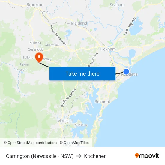Carrington (Newcastle - NSW) to Kitchener map
