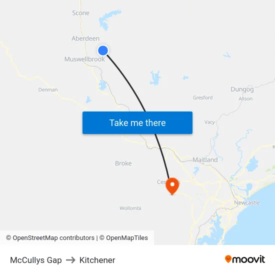 McCullys Gap to Kitchener map
