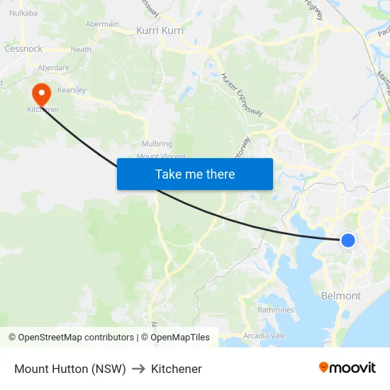 Mount Hutton (NSW) to Kitchener map