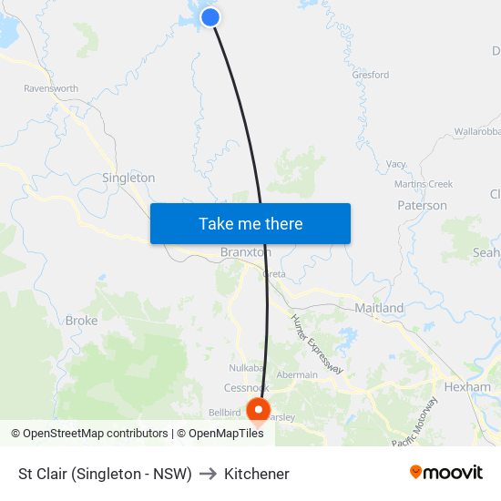 St Clair (Singleton - NSW) to Kitchener map