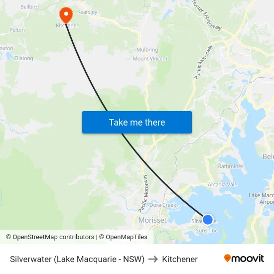 Silverwater (Lake Macquarie - NSW) to Kitchener map