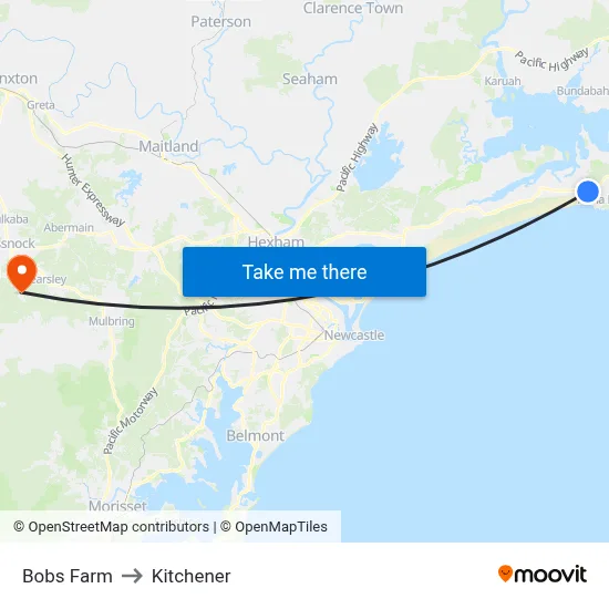 Bobs Farm to Kitchener map