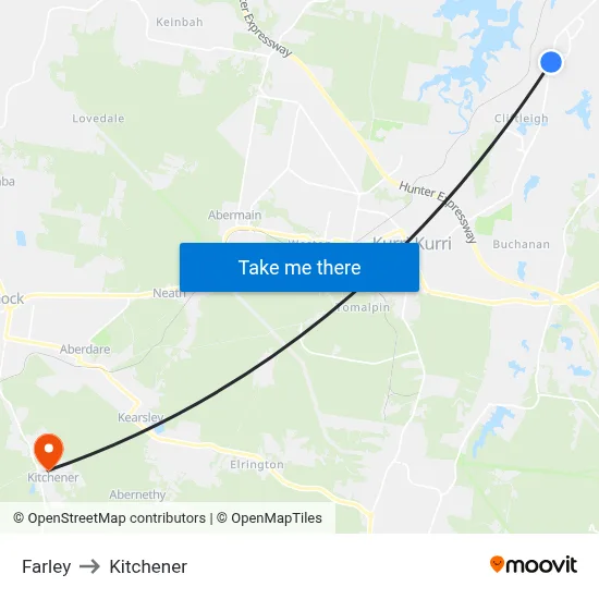 Farley to Kitchener map