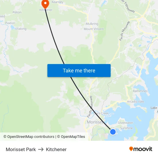 Morisset Park to Kitchener map