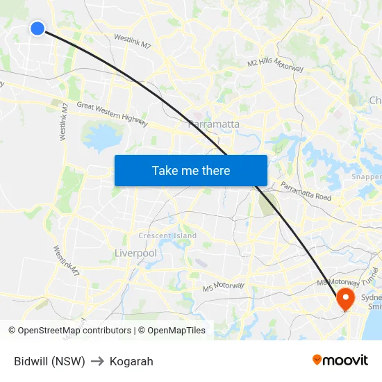 Bidwill (NSW) to Kogarah map