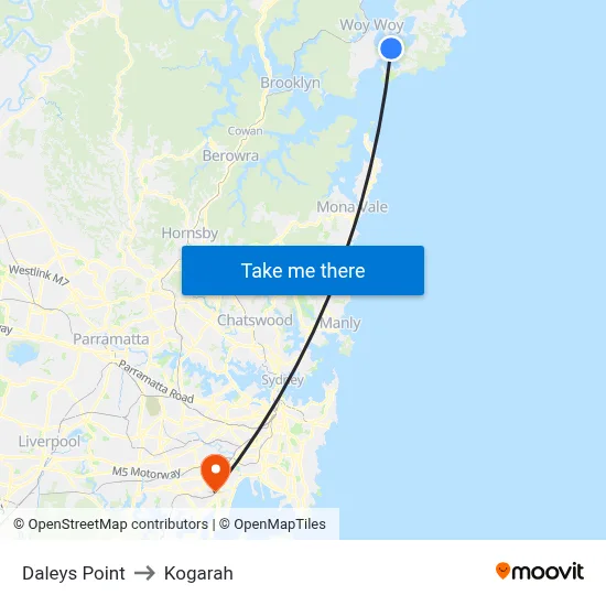 Daleys Point to Kogarah map