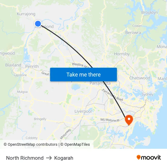 North Richmond to Kogarah map