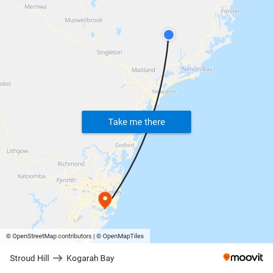 Stroud Hill to Kogarah Bay map