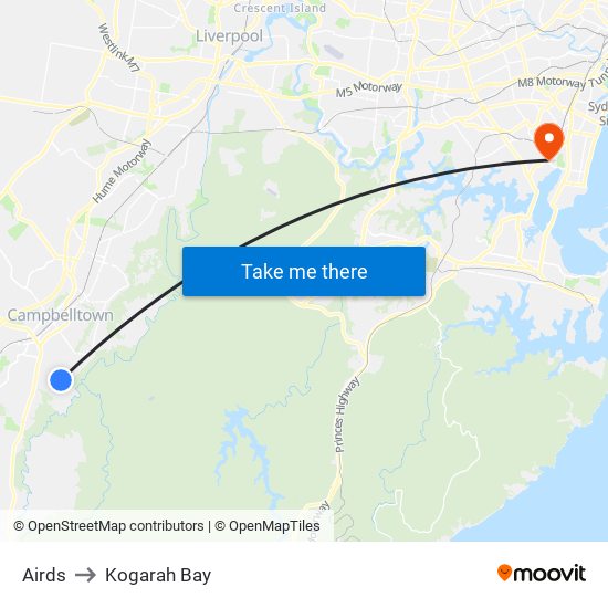 Airds to Kogarah Bay map