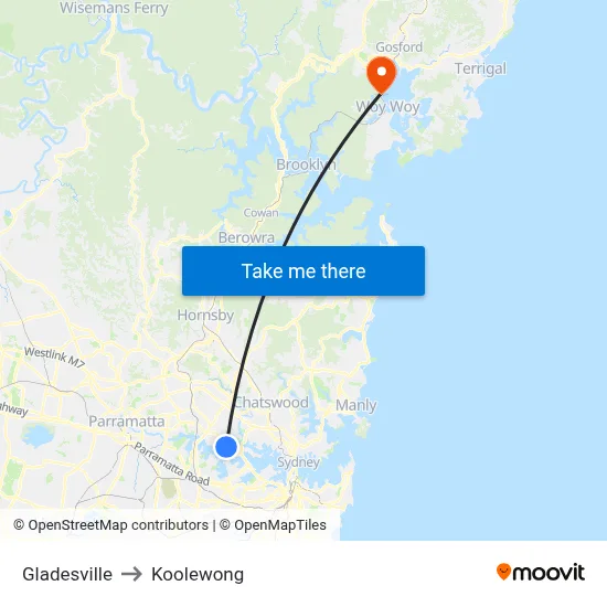 Gladesville to Koolewong map