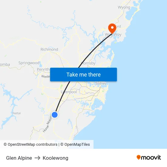 Glen Alpine to Koolewong map