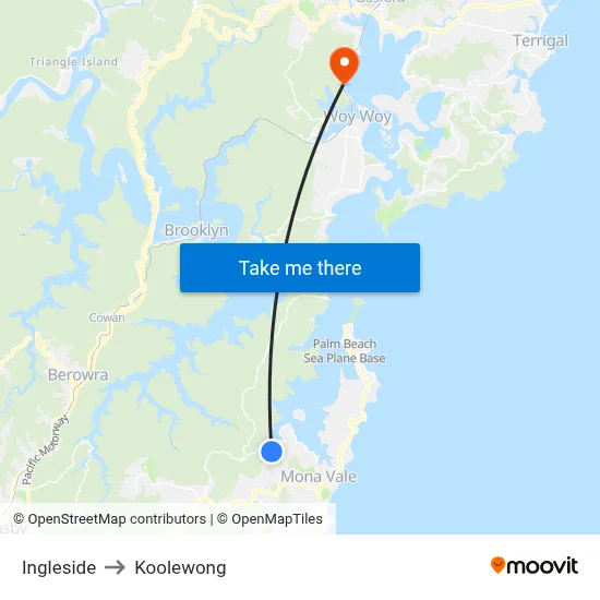 Ingleside to Koolewong map