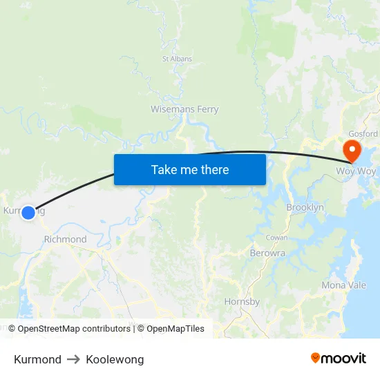 Kurmond to Koolewong map