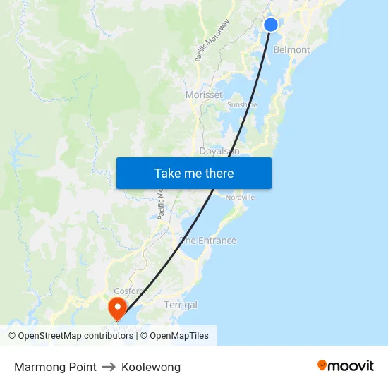 Marmong Point to Koolewong map