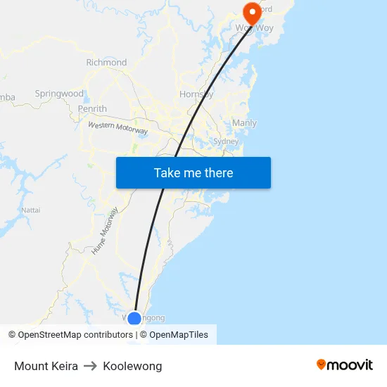 Mount Keira to Koolewong map