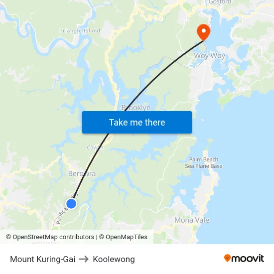 Mount Kuring-Gai to Koolewong map