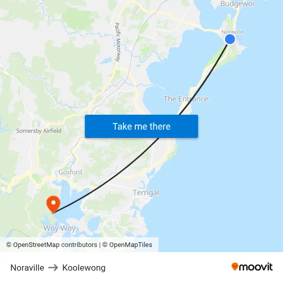 Noraville to Koolewong map