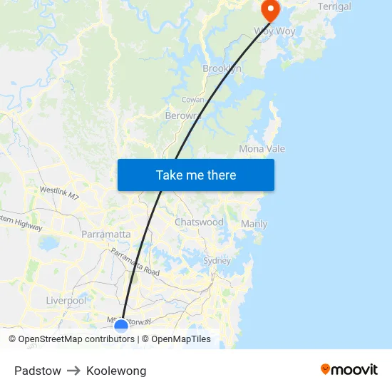 Padstow to Koolewong map
