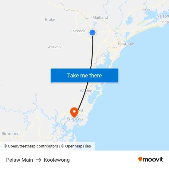 Pelaw Main to Koolewong map