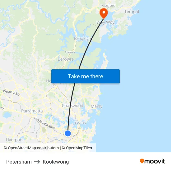 Petersham to Koolewong map