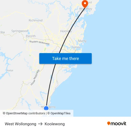 West Wollongong to Koolewong map