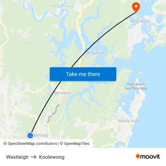 Westleigh to Koolewong map