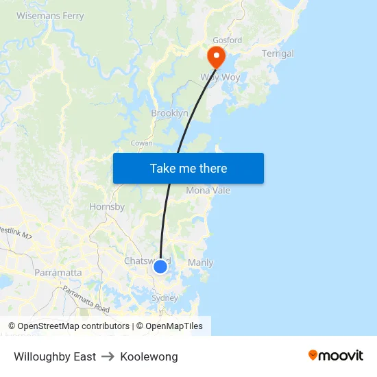Willoughby East to Koolewong map